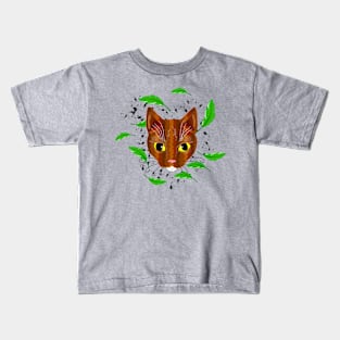 Tiger Kitty in leaves Kids T-Shirt